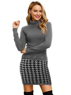 ELFIN Damen Pulloverkleid mit Taschen fair hergestellt, Grau, Gr. S ,Grau/Schwarz S von ELFIN