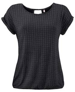 ELFIN Damen T-Shirt Kurzarm Blusen Shirt mit Allover-Minimal Print Lose Stretch Basic Tee, Schwarz, XL von ELFIN