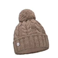 ELIMELI Damen Winter Mütze warme Strickmütze Wintermütze mit Bommel Slouch Beanie Damen für Winter Bommelmütze Hergestellt in EU Farbenauswahl 19005 (Cappuccino) von ELIMELI