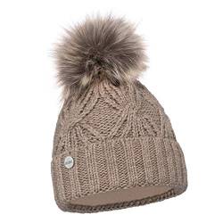 ELIMELI Damen Winter Mütze warme Strickmütze Wintermütze mit Bommel Slouch Strick Beanie Damen für Winter Bommelmütze Hergestellt in EU Farbenauswahl 19531 (Cappuccino) von ELIMELI