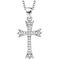 ELLAWIL Silberkette Kette mit Kreuz Anhänger Damen Kette mit Jesus-Kreuz-Anhänger (Kettenlänge 50 cm, Sterling Silber 925), inklusive Geschenkschachtel von ELLAWIL