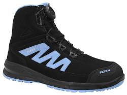 ELTEN Sicherheitsschuhe Marten XXSports Pro BOA black-blue Mid ESD S3, Damen und Herren, Leder, Stahlkappe, leicht, sportlich Schwarz,Blau46 von ELTEN