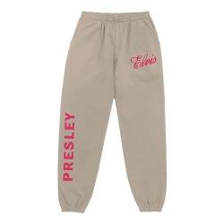 ELVIS PRESLEY Unisex-Erwachsene Official Merch Red/Tan Logo Sweatpants Trainingshose, Sand, XL von ELVIS PRESLEY