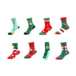 EMA MEGA GROUP Weihnachtssocken, 8 Paar Kindersocken, Weihnachtsdeko Socken Für Jungen&Mädchen Aus 76% Baumwolle&3% Elasthan von EMA MEGA GROUP