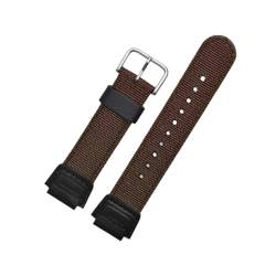 18 mm Nylon + Leder-Uhrenarmband passend for Casio AE-1200WH/SGW-300/400/AQ-S810W/S800W AEQ110W Armband mit Metallschnalle(Brown) von EMAIGlPO