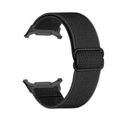 Weiches Nylonarmband passend for Samsung Galaxy Watch 7 Ultra 47 mm, elastisches Sportuhr-Armband mit Schlaufe passend for Galaxy Watch 7 47 mm Verschluss(Black) von EMAIGlPO