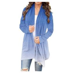 EMATOP Cardigan Damen Locker Lang Strickjacke Baumwolle Leicht Strickmantel Casual Vorne Offen Pullover Bunte Farbverlauf Herbstjacke Lose Langarm Fleecejacke Weich Bequem übergangsjacke von EMATOP