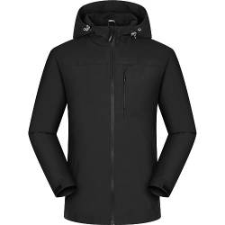 EMATOP Softshelljacke Damen Wasserdicht Atmungsaktiv Jacke Warm Winter Skijacke mit Kapuze Funktionsjacke Lässiges Sport Wanderjacke Leicht Einfarbig Regenjacke Lang Reißverschluss Windbreaker von EMATOP