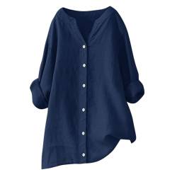 EMATOP deals of The day Musselin Bluse Damen Sommer Lang Leinenbluse Leicht Baumwolle Longbluse Tshirt Große Größen Hemdbluse Elegant Leinen Oberteile Tee Tops Longshirt Sommershirts von EMATOP