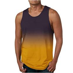 Herren Ärmellos Muskelshirt Sport Fitness Tank Top Casual Rundhals Unterhemd Gym T Shirts Mode Farbverlauf Weste Trägershirts Baumwolle Ärmelloses Oberteile für Männer Angebote des Tages Heute von EMATOP