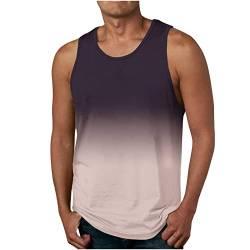 Herren Ärmellos Muskelshirt Sport Fitness Tank Top Casual Rundhals Unterhemd Gym T Shirts Mode Farbverlauf Weste Trägershirts Baumwolle Ärmelloses Oberteile für Männer befristetes Angebot heute von EMATOP