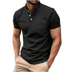 Poloshirt Herren Sommer Sport T-Shirts Casual Lose Kurzarm Tee Shirt Baumwolle Bequemes Hemd Tops Lässigem Kragen Sportshirt Leichte Einfarbig Oberteile Regulär Fit Tunika Muskelshirt von EMATOP