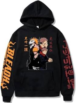 Anime EMMERSONIA Hoodie Herren/Damen, Itadori Yuji Print Sweatshirts Bleach Kurosaki Ichigo Pullover Streetwear Unisex von EMMERSONIA