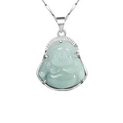 EMVEJOVL Halskette natürlichem Jade-Buddha mit lachendem Anhänger 925er Sterlingsilber, verstellbar von EMVEJOVL