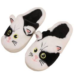 ENIXWH Hausschuhe Katze Weihnachten Glückliche für Damen Herren Lustige Plüsch Winter Warme Flauschige Slippers (Schwarz, Erwachsene, 36, Numerisch (von/bis), EU Schuhgrößensystem, 37, M) von ENIXWH