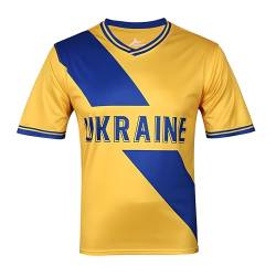 ENJMEIAO 2024 Europapokal Fußball T Shirt Kurzarm Fanshirt Trainingsshirt America's Cup Stretch Casual Bedrucken Atmungsaktiv Fussballtrikot Herren Damen Sport Shirt Ukraine 1# M von ENJMEIAO