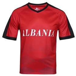 ENJMEIAO 2024 Europapokal Fußball T Shirt Kurzarm Fanshirt Trainingsshirt Stretch Casual Atmungsaktiv Bedrucken Fussballtrikot Herren Damen America's Cup Sport Shirt Albanien M von ENJMEIAO