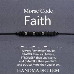 ENSIANTH Glaube inspirierende Morsecode Armbänder für Frauen motivierende Ermutigung Schmuck für beste Freunde Geburtstagsgeschenke, M, Edelstahl von ENSIANTH