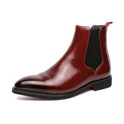 ENWIND Chelsea Knöchel Stiefel Herren Leder Kurzschaft Stiefel,Rot,45 EU von ENWIND