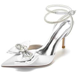 ENWIND Strass Geschlossene Zehen Brautschuhe Für Frauen Slingback Knöchelriemen Sommer Sandalen Stöckelabsatz Hochzeit Kleid Schuhe,Weiß,38 EU von ENWIND