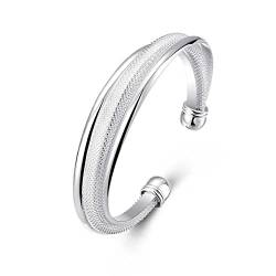 EQEQE Armbänder for Damen, Silberarmband, 925er Sterlingsilber-Armband, Netz-Armband, abgeschrägt, glatt, Schmuck for Frauen von EQEQE