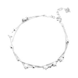 EQEQE Armbänder for Damen, Silberarmband, Damen-Armband aus 925er-Silber, verstellbare Doppelkette, Sterne-Armreif, exquisites Damen-Armband, modisch, Silber von EQEQE