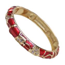 EQQHJL Emaille Armreif für Damen, Geometrische Strass Armreifen Armbänder Frauen Multi Farbe Chinesischen Ethnischen Armreifen Traditionellen Handarbeit Schmuck(Red) von EQQHJL