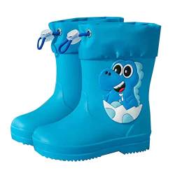 EQWIGKEIT Gummistiefel Kleinkind Gummi Babyschuhe wasserdichte Regenstiefel Dinosaurier Cartoon Regen Stiefel Regenschuhe Kurze Federleicht Gummischuhe rutschfest Gartenstiefel Für Jungen Und Mädchen von EQWIGKEIT