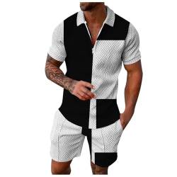 Herren Trainingsanzug Set Lässig Sommer Anzug Herren Casual T Shirts Und Kurze Hose Freizeitanzug Baggy Jogginganzug Herren Set 2 Teiliges Bedruckter Outfit Set Casual Sportanzug von EQWIGKEIT