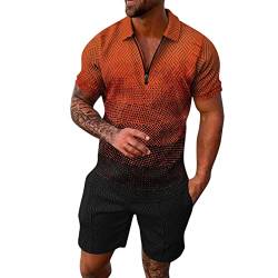 Herren Trainingsanzug Set Lässig Sommer Anzug Herren Casual T Shirts Und Kurze Hose Freizeitanzug Baggy Jogginganzug Herren Set 2 Teiliges Bedruckter Outfit Set Casual Sportanzug von EQWIGKEIT