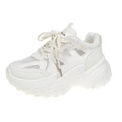 Damen Silber Trainer Mode Einfache Match Lace-up Sport Freizeit Daddy Schuhe Atmungsaktiv Höhe Erhöhung Leichtgewicht Outdoor Reisen Sportschuhe von ERICAT