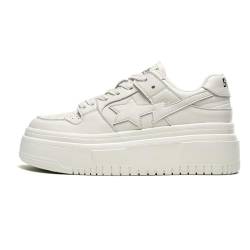 ERICAT Damen Casual Sportschuhe Frühling und Herbst Muffin Weiße Schuhe Flacher Boden Verschleiß Gummischuhe Leichtgewicht Star Shape von ERICAT