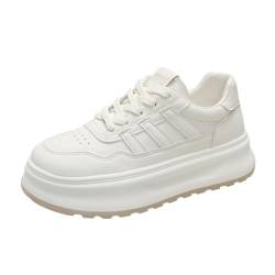 ERICAT Damen Weiß Trainer Einfache Casual Mode Vielseitig Sport Board Schuhe Bequem Leicht Atmungsaktiv Non-Slip Studenten Erhöhung Sportschuhe von ERICAT