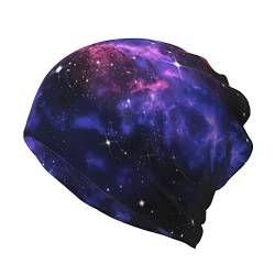 ESASAM Universum Galaxy Star Space Print Vielseitige Beanie-Mütze – multifunktionale Halstuch und Beanie-Kombination, Schwarz , Einheitsgröße von ESASAM