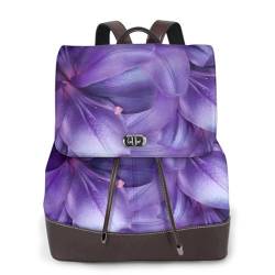 Damen-Rucksack mit Lilien-Blumendruck, wasserdicht, Diebstahlschutz, leicht, PU-Leder, Nylon, Schule, Schultertasche, Reiserucksack, Schwarz , Einheitsgröße von ESNAIUVCD