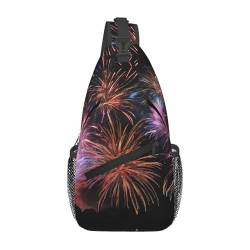 Explosion Firework 3D-Druck Crossbody Sling Rucksack Sling Bag Reise Wandern Brusttasche | Leichte, faltbare Umhängetasche, Schwarz , Einheitsgröße von ESNAIUVCD