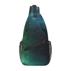 Galaxy Green Print Crossbody Sling Backpack Sling Bag Travel Hiking Chest Bag | Lightweight Foldable Crossbody Bag, Schwarz , Einheitsgröße von ESNAIUVCD