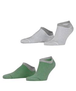 ESPRIT Herren Fine Stripe 2-Pack M SN Baumwolle kurz gemustert 2 Paar Sneakersocken, Mehrfarbig (Grau Grün 0150), 39-42 (2er Pack) von ESPRIT