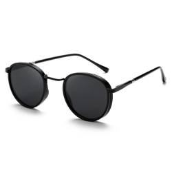 ETETGVG Autofahrer-Sonnenbrille für Herren, rund, modisch, Kunststoff, Titan, Sonnenbrille für Damen, UV-Schutz, MPTY057, Schwarz, Einheitsgröße von ETETGVG