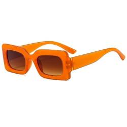 ETETGVG Beliebte quadratische Sonnenbrille für Frauen, Retro, trendiger großer Rahmen, rosa, rechteckige Sonnenbrille für Frauen, modische Brillen, UV400, Orange, Einheitsgröße von ETETGVG