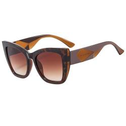 ETETGVG Cat Eye Sonnenbrille Herren Damen Quadratische Sonnenbrille Reisebrille Vintage Retro UV400, Leopard, Einheitsgröße von ETETGVG