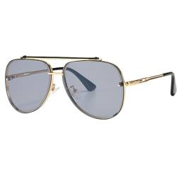 ETETGVG Luxuriöse Sonnenbrille mit Farbverlauf für Herren, klassisch, modisch, randlose Sonnenbrille aus Metall, Vintage-Sonnenbrille für Herren, Goldgrau, Einheitsgröße von ETETGVG