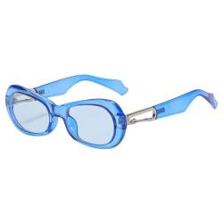 ETETGVG Retro Ovale Sonnenbrille mit Karabinerhaken für Damen und Herren, luxuriöser Rahmen, Leoparden-Sonnenbrille, UV400-Schutz, Blau, Einheitsgröße von ETETGVG