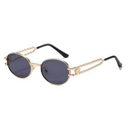 ETETGVG Sonnenbrille im Hip-Hop-Stil aus Metall, oval, UV400-Schutz für Damen und Herren, 03, Einheitsgröße von ETETGVG