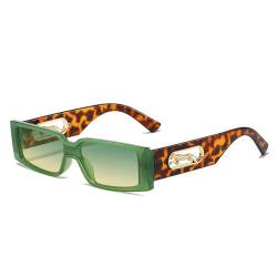 ETETGVG Winzige quadratische Leoparden-Sonnenbrille für Männer und Frauen, luxuriöse kleine Panther-Rechteck-Punk-Sonnenbrille, Grün, Einheitsgröße von ETETGVG