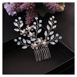 ETQWDXOL CVBFGH Braut Haarschmuck Hochzeit Haarclips Schmuck Haarkämme Frauen Kristallpfeklappe Kopfschmuck Peal Braut Ornamente Blume Stirnband(A-Silver-Crown) von ETQWDXOL