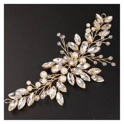 ETQWDXOL CVBFGH Mode Silber Gold handgemachte Strass Perle Hochzeit Stirnband Frauen Kristall Haarschmuck for Braut Kopfschmuck Party Tiaras(Gold) von ETQWDXOL