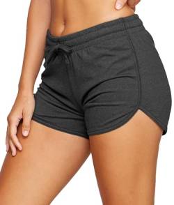 EUHOM Shorts Damen Sommer Sporthose Kurze Hose Jogginghose Baumwolle Gym Sport Shorts Sommerhose Leichte Sweatshorts Running Shorts (Dunkelgrau, M) von EUHOM