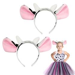 EUPSIIU 2 Stücke Kinder Kuhohren Stirnband, Kuhhörner Haarreif, Damen Haarschmuck Haarband, Cartoon Milchkuh Stirnbands, Kuhohren Stirnband, für Cosplay Karneval Halloween Fasching Party von EUPSIIU