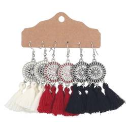 EVANEM 3 Paar Böhmische Vintage Ohrringe Für Damen Boho Quasten Ohrhänger Klassische Ethnische Ohrringe Retro Statement Ohrringe Für Damen Und Mädchen Strandschmuck von EVANEM